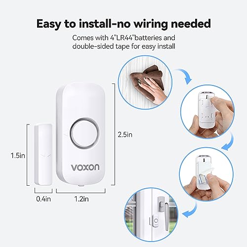 Door Window Alarm for Kids Safety, VOXON Wireless Door Alarm for Home Security Personal Security Window Alarms Sensor Burglar Door Alarm for Home, Cars, Sheds, Caravans DIY Kit Pack of 4