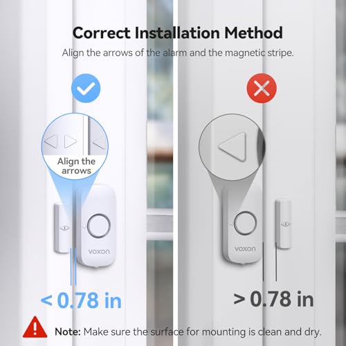 Door Window Alarm for Kids Safety, VOXON Wireless Door Alarm for Home Security Personal Security Window Alarms Sensor Burglar Door Alarm for Home, Cars, Sheds, Caravans DIY Kit Pack of 4