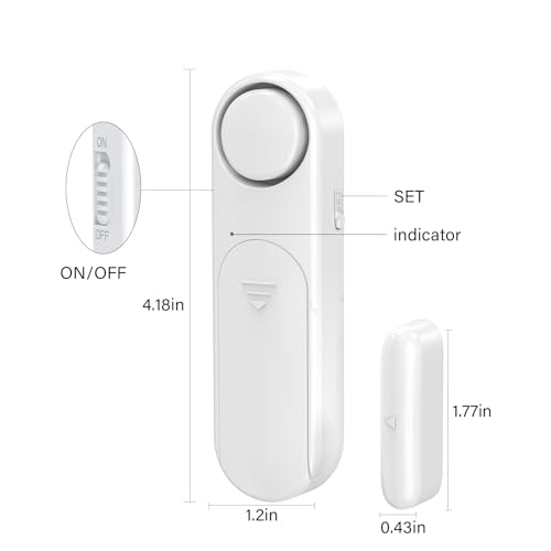Wireless Door Alarm with Remote (2 Pack), Door/Window Alarm When Opened for Home/Pool Security, Kid/Child Safety, Sliding Front Door Opening Sensor Alert for Garage/Apartment, 120dB, 600ft Range