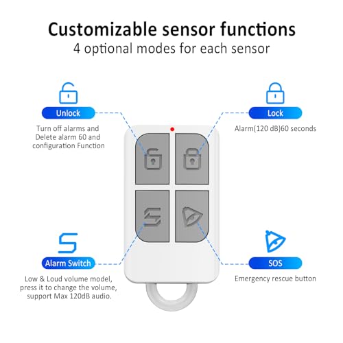 Wireless Door Alarm with Remote (2 Pack), Door/Window Alarm When Opened for Home/Pool Security, Kid/Child Safety, Sliding Front Door Opening Sensor Alert for Garage/Apartment, 120dB, 600ft Range