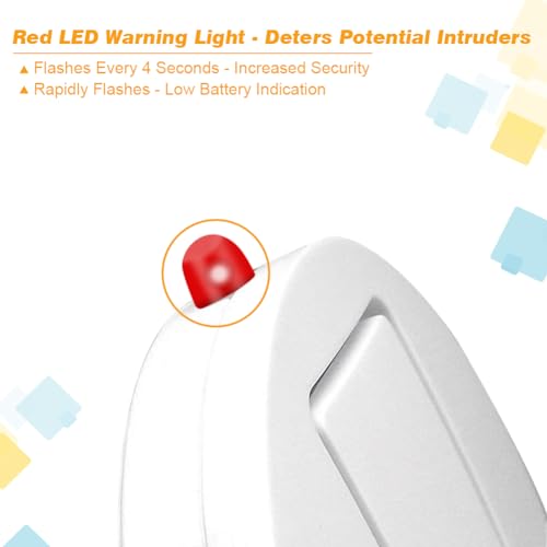 Window Alarm System 4-Pack - Ultra-Loud 120dB Alarms with Advanced Vibration Sensors - Window Security Alarms for Glass Break Detection - Features Low Battery LED Indicator