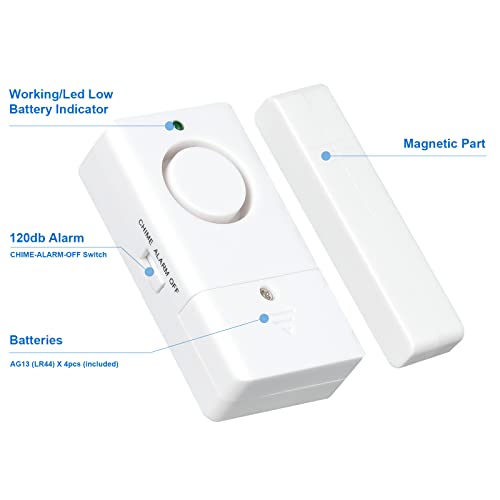 Door Alarm Alarm for Doors When Opening, 120DB Window Door Alarm, Door Window Alarm for Kids Safety, 6 Pack Pool Alarm for Kids Safety