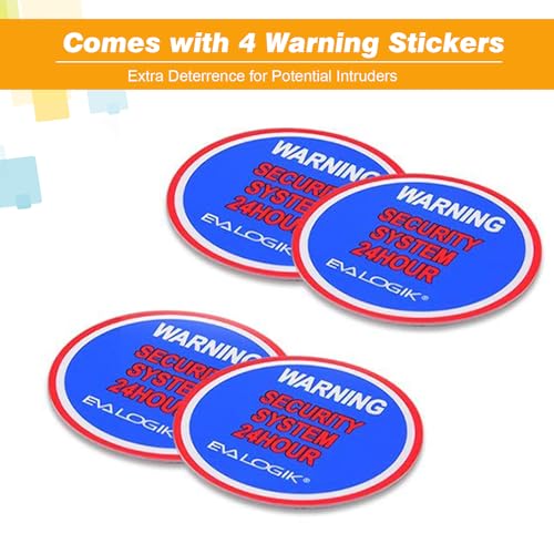 Window Alarm System 4-Pack - Ultra-Loud 120dB Alarms with Advanced Vibration Sensors - Window Security Alarms for Glass Break Detection - Features Low Battery LED Indicator