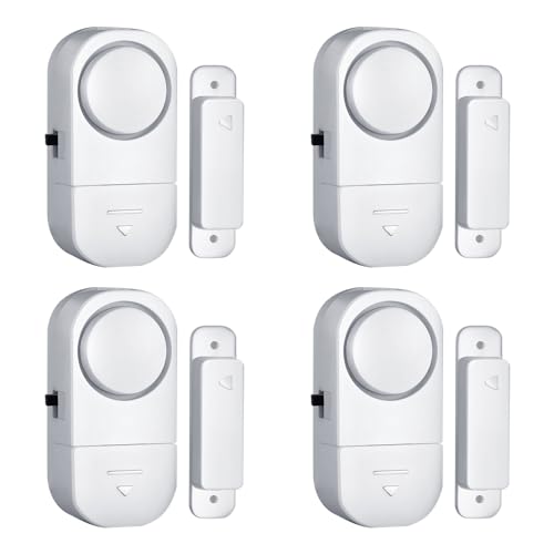Door Window Alarm, 90DB Door Alarms for Kids Safety, Wireless Sensor Door Window Burglar Alarm-Window Pool Alarms for Home (4 Pack)