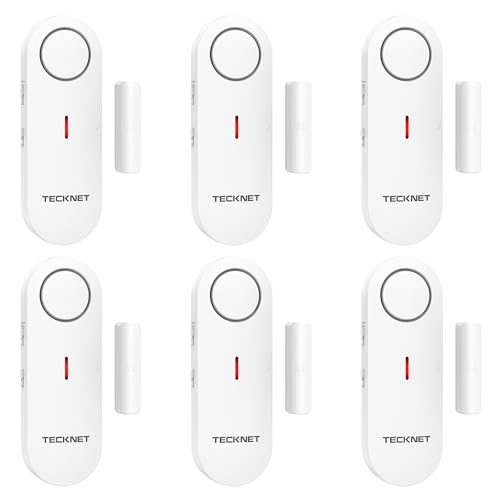 TECKNET Door Alarms for Kids Safety, Window Alarm Pool Alarms Door Alarm for Home Security, 2-in-1 Alarm & Chime, 3-Level Volume Control, Wireless Alarm for House Hotel Cars Sheds Caravans (6 Pack)