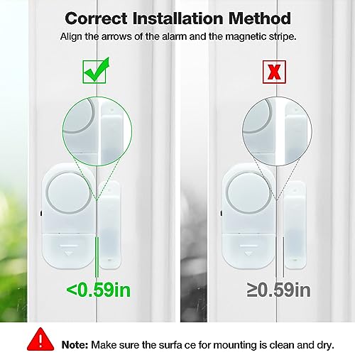 Door Window Alarm, 90DB Door Alarms for Kids Safety, Wireless Sensor Door Window Burglar Alarm-Window Pool Alarms for Home (4 Pack)