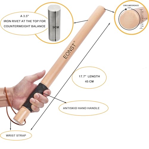 EONST Wooden Tire Thumper - Fish Bat - Tire Thumper for Truckers - Weighted with Extra Grip Tire Checking Bat - Durable Personal Mini-Defense bat Martial Arts Weapons.
