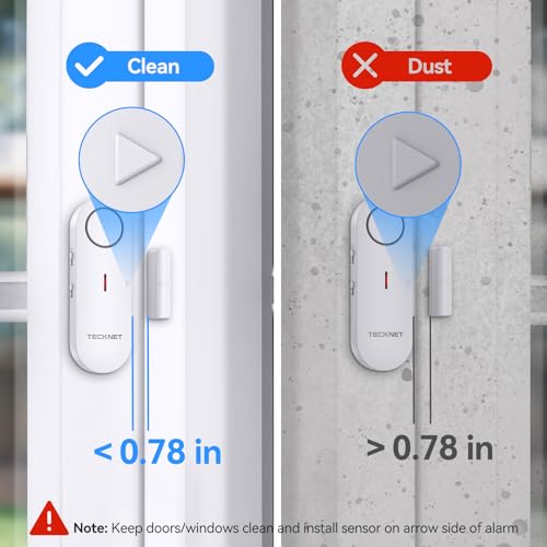 TECKNET Door Alarms for Kids Safety, Window Alarm Pool Alarms Door Alarm for Home Security, 2-in-1 Alarm & Chime, 3-Level Volume Control, Wireless Alarm for House Hotel Cars Sheds Caravans (6 Pack)