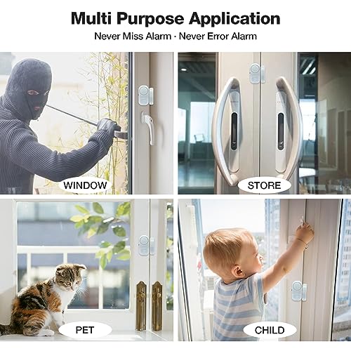 Door Window Alarm, 90DB Door Alarms for Kids Safety, Wireless Sensor Door Window Burglar Alarm-Window Pool Alarms for Home (4 Pack)