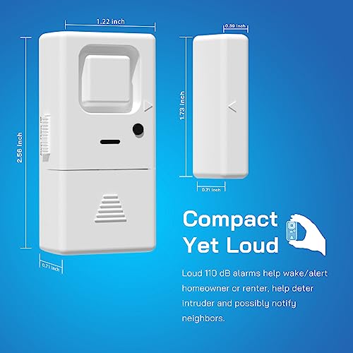 Door Window Alarm - 2 Pack - Adjustable Volume Door Alarm Sensor Wireless Door Alarms for Kids Safety, Door Open Chime Burglar Alert Window Alarm for Home Security, Kids Safety, Apartment, by Rosmila