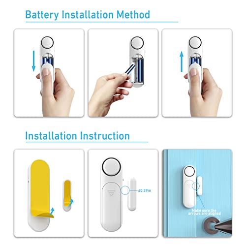 SECRUI Door Alarm for Home Security, Window Sensor, 120dB, 4 Modes, Easy Installation, Security Alarm for Kids Safety Home Garage Apartment Office (2 Pack)