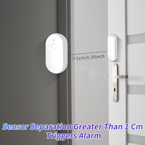 Tuya app WiFi Door and Window Sensor Alarm, Home Office Apartment Safety Door Magnetic Alarm, no Cost, no Need for hub, (Set of 2)