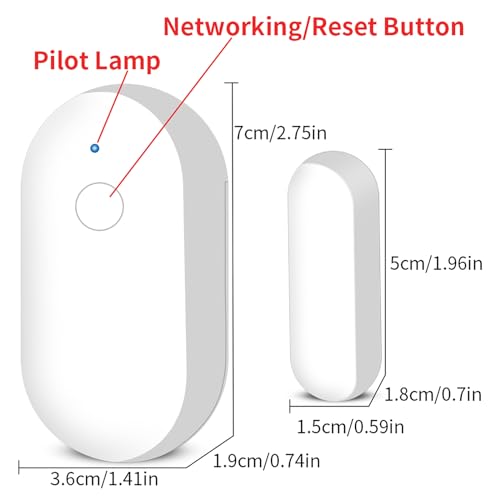 Tuya app WiFi Door and Window Sensor Alarm, Home Office Apartment Safety Door Magnetic Alarm, no Cost, no Need for hub, (Set of 2)