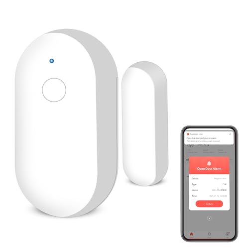 Tuya app WiFi Door and Window Sensor Alarm, Home Office Apartment Safety Door Magnetic Alarm, no Cost, no Need for hub, (Set of 2)