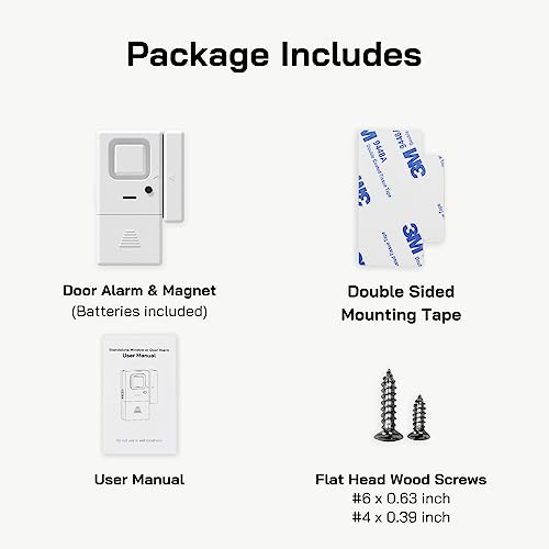 Door Window Alarm - 2 Pack - Adjustable Volume Door Alarm Sensor Wireless Door Alarms for Kids Safety, Door Open Chime Burglar Alert Window Alarm for Home Security, Kids Safety, Apartment, by Rosmila