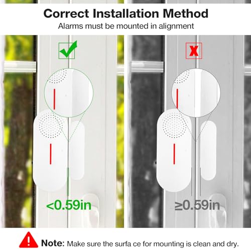 Door Window Alarm,110DB Door Alarms for Kids Safety, Wireless Sensor Door Window Burglar Alarm-Window Pool Alarms for Home (5PCS)