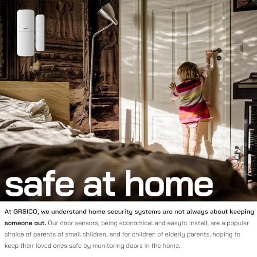 Home Alarm System 5-Piece kit, Door Window Sensors WiFi Alarm System for Kids Safety, Smart Wireless Home Alarm Security System DIY, No Contract, App Alert for House Apartment by GRSICO