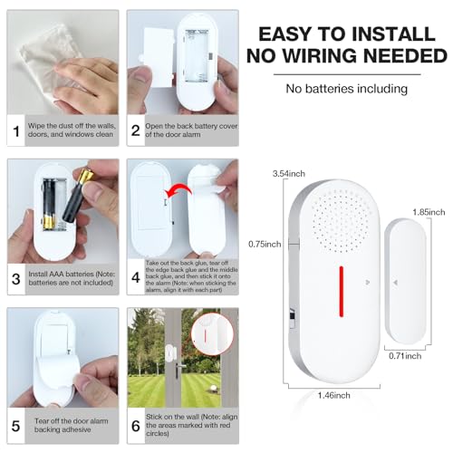 Door Window Alarm,110DB Door Alarms for Kids Safety, Wireless Sensor Door Window Burglar Alarm-Window Pool Alarms for Home (5PCS)