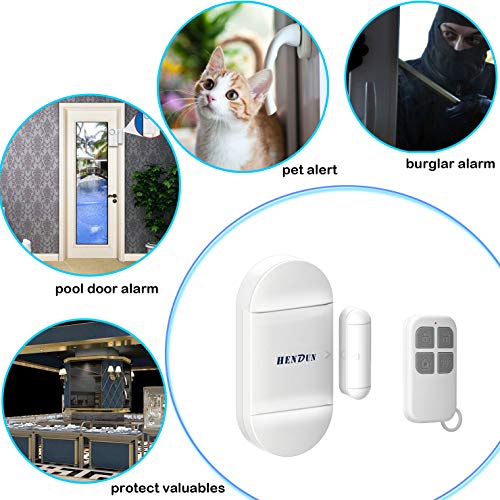 HENDUN Door Alarm for Home Security with Remote, 130dB Wireless Windows Alarm Sensors,Chime for Pool Door, Kids Safety, Alarm for Garage, Sliding, Dementia,Opening Entering Alert (Pack 1)