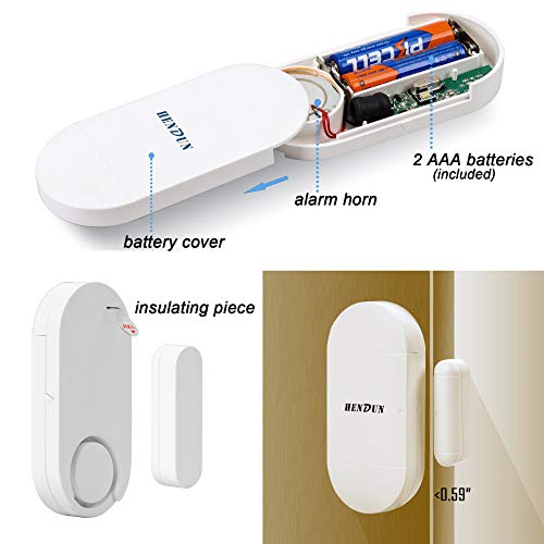 HENDUN Door Alarm for Home Security with Remote, 130dB Wireless Windows Alarm Sensors,Chime for Pool Door, Kids Safety, Alarm for Garage, Sliding, Dementia,Opening Entering Alert (Pack 1)