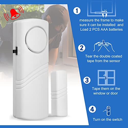 24 Pcs Door Window Alarm for Home Security Door Security Alarm Bulk Wireless Door Window Alarm Sensors Anti Theft Window Security Alarm Burglar Alarm for Kids Safety, Home, Office, Garage, Apartment