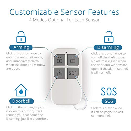 HENDUN Door Alarm for Home Security with Remote, 130dB Wireless Windows Alarm Sensors,Chime for Pool Door, Kids Safety, Alarm for Garage, Sliding, Dementia,Opening Entering Alert (Pack 1)