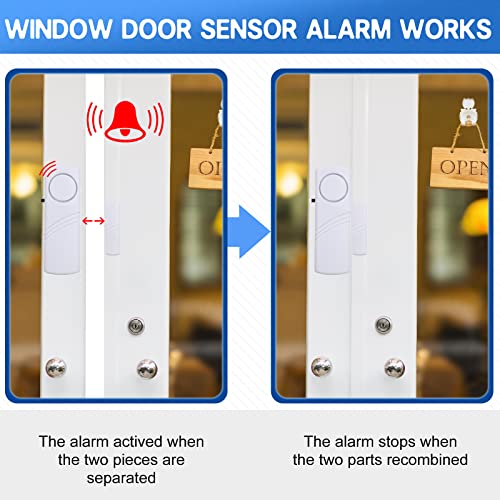 24 Pcs Door Window Alarm for Home Security Door Security Alarm Bulk Wireless Door Window Alarm Sensors Anti Theft Window Security Alarm Burglar Alarm for Kids Safety, Home, Office, Garage, Apartment