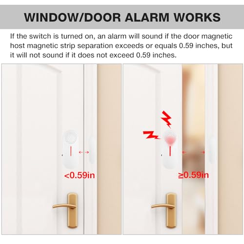 Door Window Alarm, 110DB Door Alarms for Kids Safety, Wireless Sensor Door Window Burglar Alarm-Window Pool Alarms for Home (2 Pack)