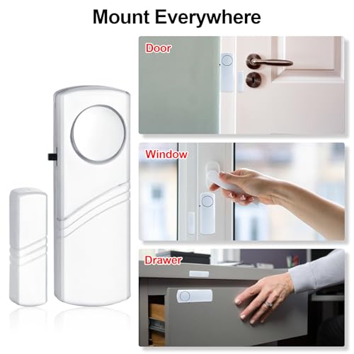 Door Window Alarm, 95DB Door Alarms for Kids Safety, Wireless Sensor Door Window Burglar Alarm-Window Pool Alarms for Home (12 Pack)