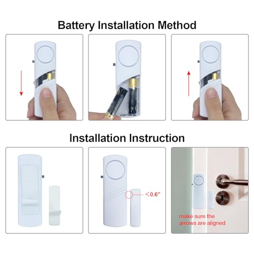 Door Window Alarm, 95DB Door Alarms for Kids Safety, Wireless Sensor Door Window Burglar Alarm-Window Pool Alarms for Home (12 Pack)