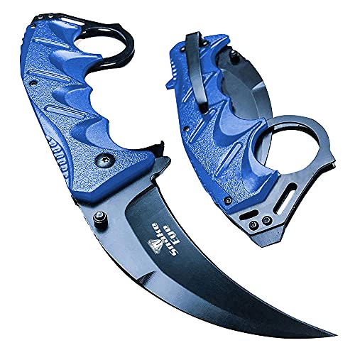 Everyday Carry Folding Pocket Knife, Assisted Opening, Tactical Design (Blue)