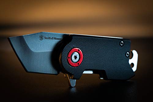 Smith & Wesson Benji 2.5in High Carbon S.S. Folding Keychain Knife with 1.75in Modified Tanto Blade and G10 Handle for Outdoor, Tactical, Survival and EDC,Black