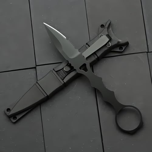 PAVCEING Portable Knife 6.7 Inch 440C Fixed Blade Outdoor Camping Portable Straight Knife With Kydex Sheath The Knife Comes In Black And White (Black)