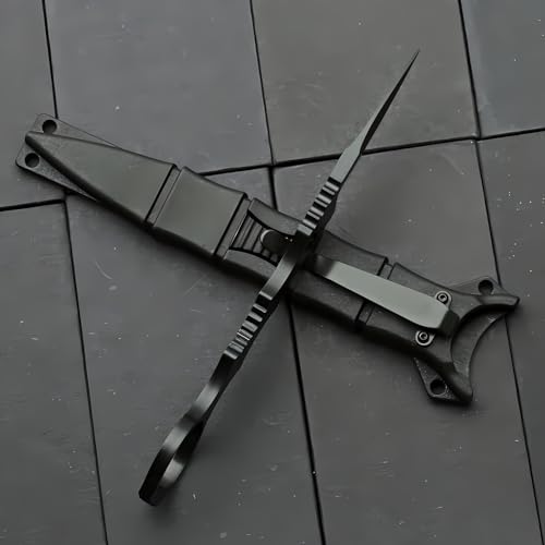 PAVCEING Portable Knife 6.7 Inch 440C Fixed Blade Outdoor Camping Portable Straight Knife With Kydex Sheath The Knife Comes In Black And White (Black)