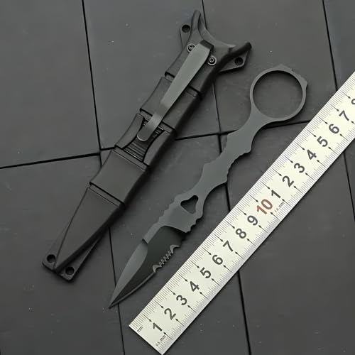 PAVCEING Portable Knife 6.7 Inch 440C Fixed Blade Outdoor Camping Portable Straight Knife With Kydex Sheath The Knife Comes In Black And White (Black)