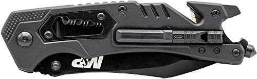 Smith & Wesson M&P 8.5in High Carbon S.S. Spring Assisted Folding Knife with 3.5in Serrated Drop Point Blade and Rubber Handle for Outdoor Survival and EDC,Tan