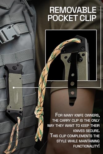 Grand Way Spring Assisted Knife – Survival Tactical Knife with Black Tanto Blade – Pocket Knives & Folding Knives for Hunting Camping Self Defense Military – Birthday Gifts for Men 6688 BG