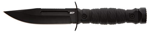 Smith & Wesson M&P Special Ops High Carbon S.S. Full Tang Fixed Blade Survival Knife with Clip Point, Rubberized Handle,Black