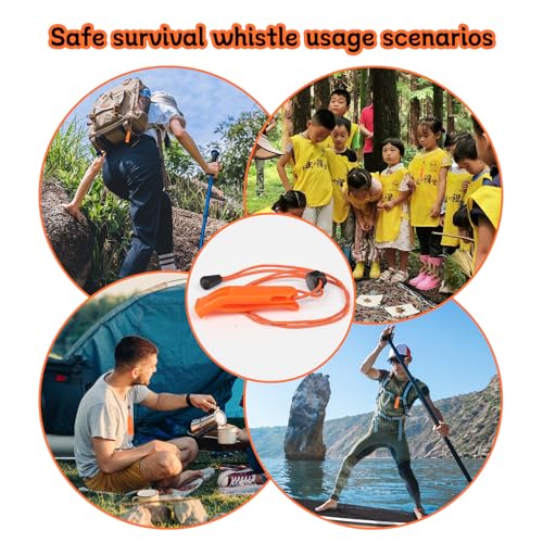 Eayson 4PCS Emergency Whistle with Adjustable Lanyard, Loud Plastic Whistles for Boat Fishing Hiking Kayaking Camping Safety Survival Signal