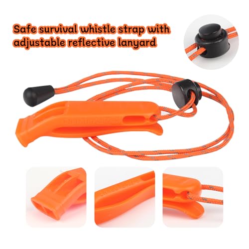 Eayson 4PCS Emergency Whistle with Adjustable Lanyard, Loud Plastic Whistles for Boat Fishing Hiking Kayaking Camping Safety Survival Signal
