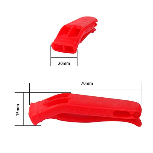 AUGSUN 20 Pcs Emergency Safety Whistle Plastic Whistles Set with Lanyard,Red and Orange