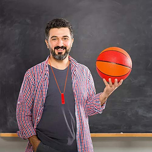 AUGSUN 20 Pcs Emergency Safety Whistle Plastic Whistles Set with Lanyard,Red and Orange