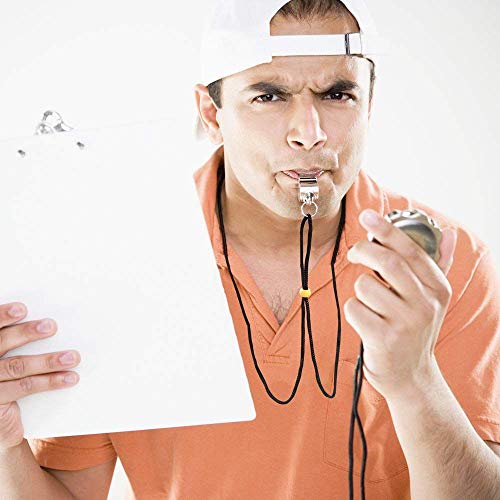 Hipat Whistle, 2 Pack Stainless Steel Sports Whistles with Lanyard, Loud Crisp Sound Whistles Great for Coaches, Referees, and Officials (Silver(Stainless Steel))