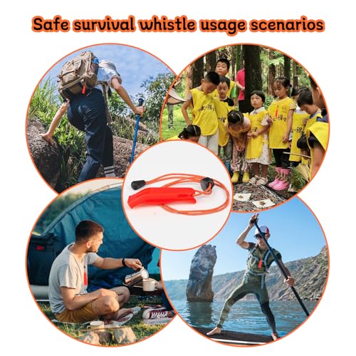 Eayson 4PCS Emergency Whistle with Adjustable Lanyard for Boat Fishing Hiking Kayaking Camping Safety Survival Signal (Red)