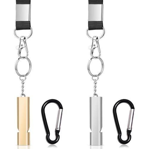 Yauende Emergency Whistles, 2 PCS Loud Safety Survival Whistles with Carabiner and Lanyard for Outdoor Hiking, Hunting, Camping, Fishing, Kayaking (2 Pack)