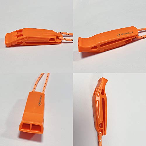 HEIMDALL Emergency Whistle with Lanyard for Safety Boating Camping Hiking Hunting Survival Rescue Signaling (Orange-2 Pack)
