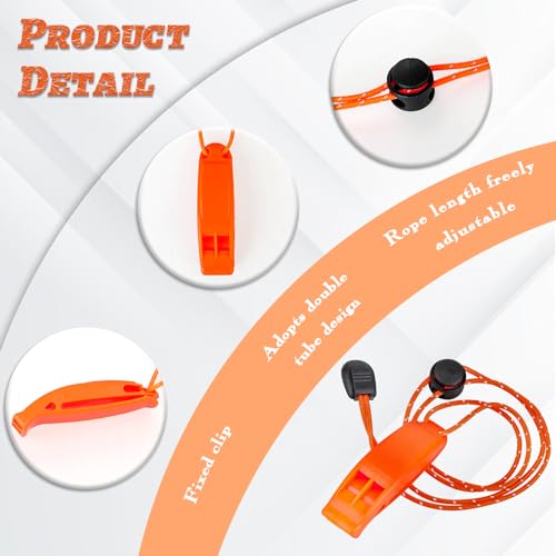 6Pcs Emergency Whistles with Lanyard, Survival Whistles Loud Safety Whistle, Marine Whistle with Adjustable Reflective Lanyard, Super Loud Floating Whistles for Emergency
