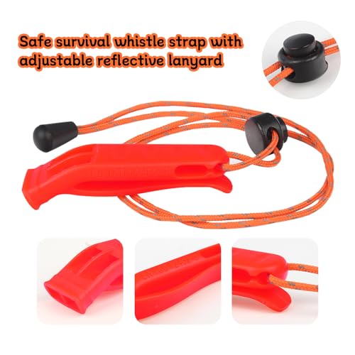 Eayson 4PCS Emergency Whistle with Adjustable Lanyard for Boat Fishing Hiking Kayaking Camping Safety Survival Signal (Red)