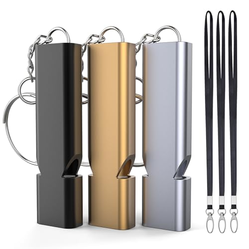 Braylin 3-Pack Emergency Whistles with Lanyard, Referee Whistle, Sports Whistles, Safety Whistle, Survival Whistle, Loudly Shrill, for Outdoor Sport, Various Competitions