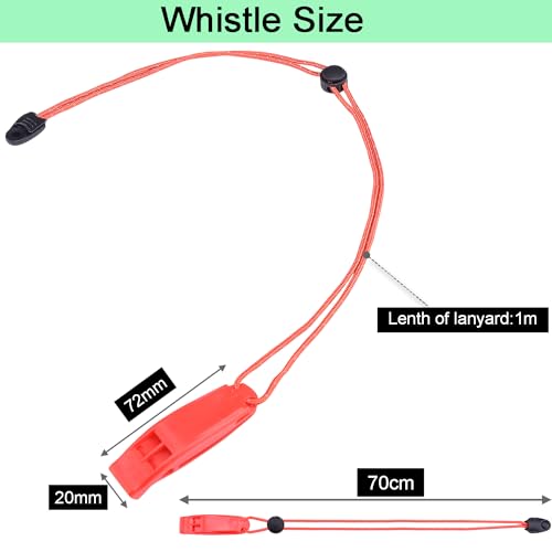 4 Pack Emergency Whistles, Loud Shrill Safety Whistle with Reflective Lanyard for Outdoor Climbing Hiking Camping Fishing Boat Kayak Life Vest Jacket Boating Water Survival Rescue Signaling (Orange)